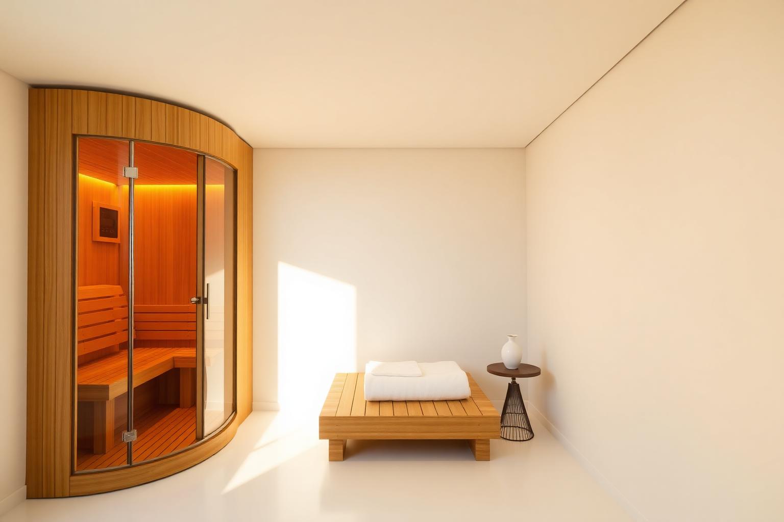 Luxury infrared sauna in modern executive wellness room